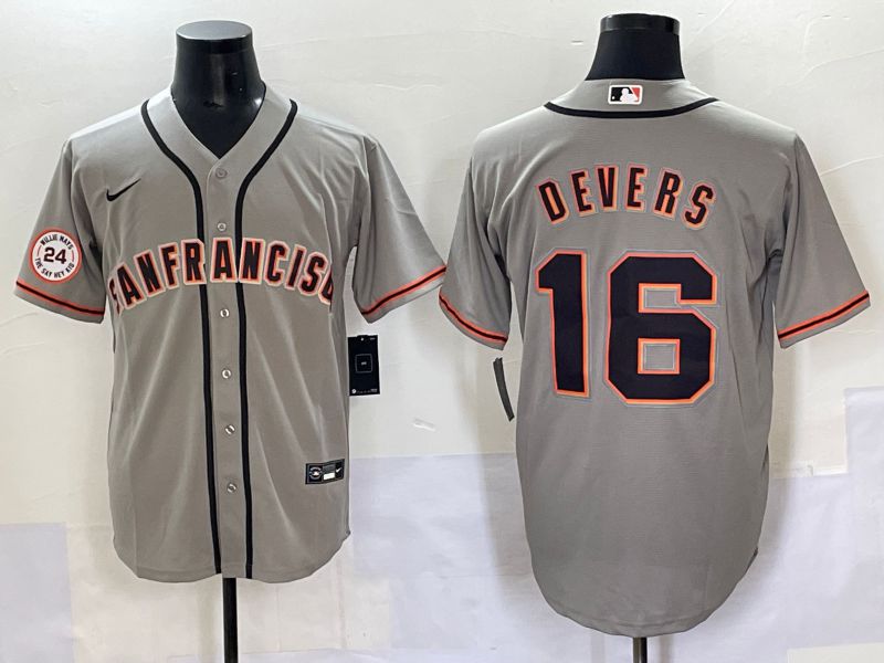Men 2025 San Francisco Giants #16 Devers Grey Game Nike MLB Jersey style 45